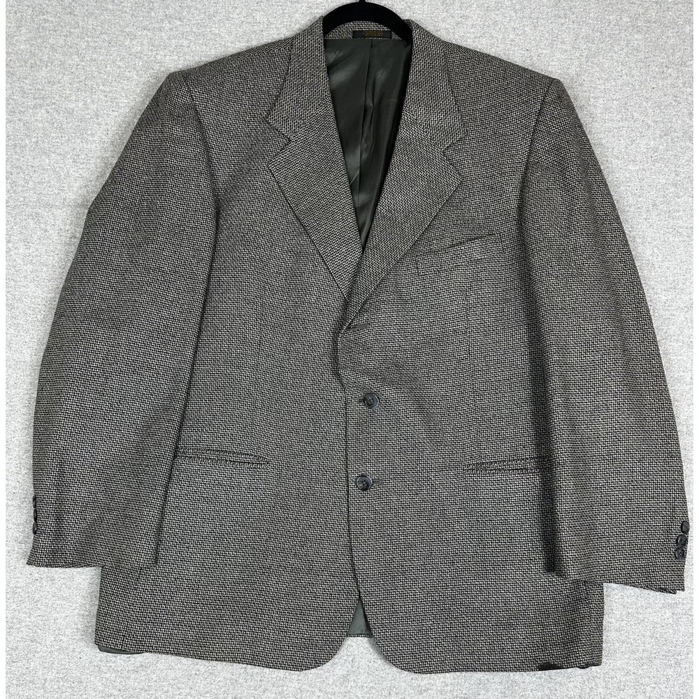 Norm Thompson Blazer Mens 44R Gray Black Tweed Sport Coat Jacket Two Button